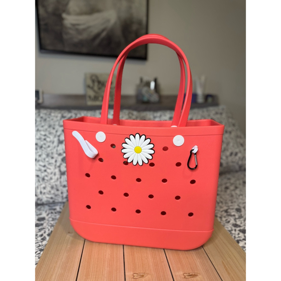 Women's Unbranded Tote Bag Medium Coral Red - Picture 2 of 7